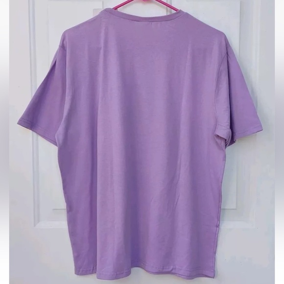 2pc Happy Flower Power Peace Love & Vibes Ladies T-Shirt& pouch Sz:L lilac/green - Picture 3 of 5